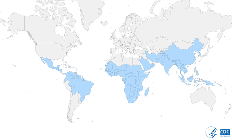 CDC malaria map